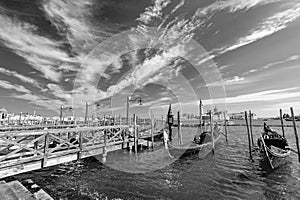 Venice, Italy, Gondolas parked in Grand Canal