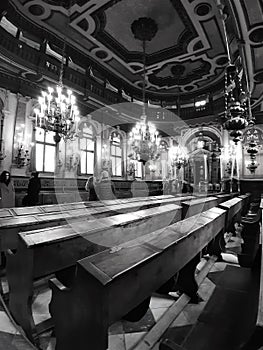 Venice, Italy, January 27, 2020, interior of a synagogue in the city