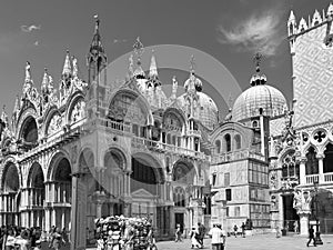 peopole enjoy visiting the doges palace and st. Mark's cathedral at st. Mark's square in Venice, Italy