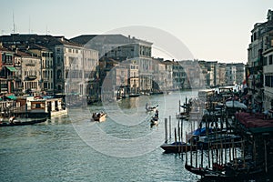 Venice, Italy - Jun, 2020 Venice Grand canal with gondolas, Italy in summer, Europe