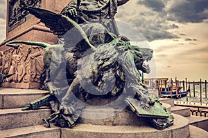 Venice, Italy the lion statue from Monument to Victor Emmanuel II