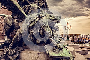 Venice, Italy the lion statue from Monument to Victor Emmanuel II