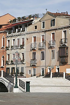 Venice, Italy - Little Bridge, Old Building Facade