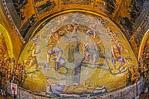 Interior of the medieval Patriarchal Cathedral Basilica of Saint Mark, Venice, Italy