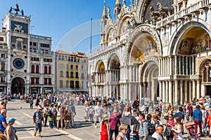 People visit the San Marco square in Venice