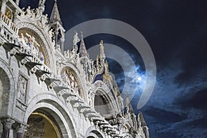 Venice in Italy at night.