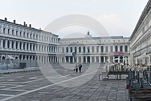 Venice, Italy - 15 Nov, 2022: Early morning in Piazza San Marco