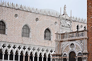 Venice, Italy - 15 Nov, 2022: Exterior of the Doge's Palace and Piazza San Marco