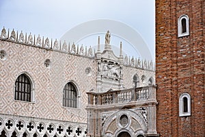 Venice, Italy - 15 Nov, 2022: Exterior of the Doge's Palace and Piazza San Marco