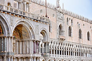 Venice, Italy - 15 Nov, 2022: Exterior of the Doge's Palace and Piazza San Marco