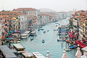 Top view of Grand canal from roof of Fondaco dei Tedeschi