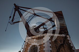 Venice, Italy. Old historic crane in the Arsenale port.