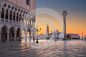 Venice, Italy from Piazzetta di San Marco in St. Mark`s square in the morning