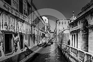 Venice, Italy. Some streets look sad . Black and white