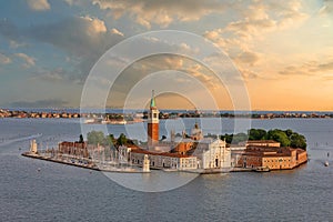 Venice, Italy. San Giorgio Maggiore island sunset seascape