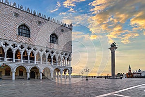 Venice Italy, sunrise at Saint Mark Square Piazza San Marco