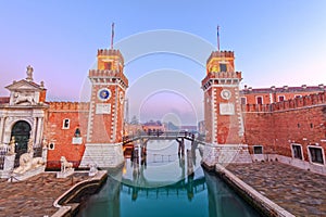 Venice, Italy at the Venetian Arsenal in the Morning