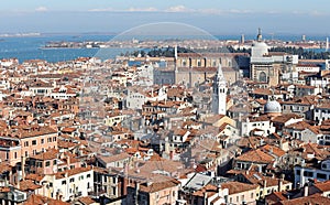 Venice, Italy, Venetian rooftops and the Church photo