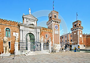 Venice, Italy - Venice Arsenal entrance from the city