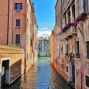 Venice in Italy, a view of the architecture overlooking the canals