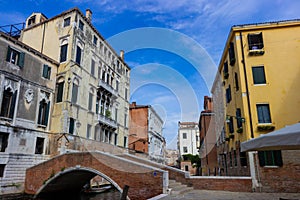 VENICE, ITALY  : View of water street and old buildings in Venice, ITALY