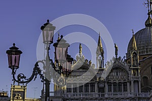 Venice lamppost in fron t of St Marks Church