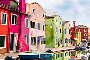 Venice landmark, Burano island, colorful houses