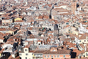 Venice, many houses seen from the campanile di san marco photo