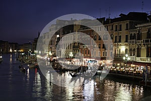 Venice - a night scene from the Rialto bridge