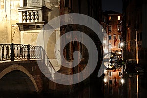 Venice by night - view of a canal, Venezia, Italy