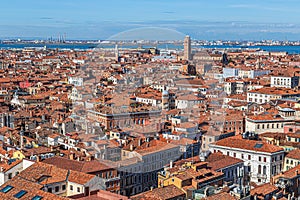 Venice panorama with rooftops in background. Venice, Italy