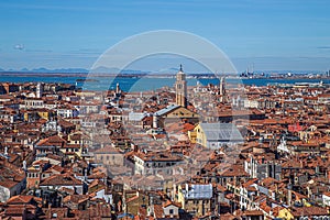 Venice panorama with rooftops in background. Venice, Italy