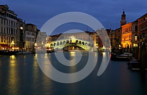 Venice Rialto at night