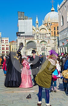 Venice Saint Mark square view during the traditional Carnival Italy