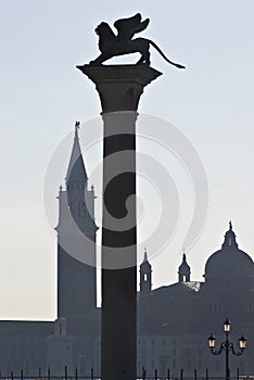 Venice silhouettes. Monastery San Georgio Majore. Italy