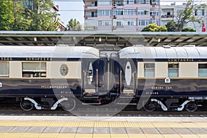 Venice Simplon Orient Express train on the railway