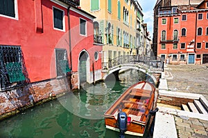 Venice small bridge 'Ponte Giustinian' and buildings