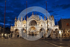 Venice, St Mark`s Cathedral Basilica di San Marco at night