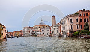 Venice / Sunrise View of the river and historical architecture
