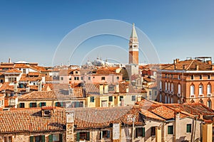 The Venice, top view of historic city centre with St. Mark\'s Campanile photo