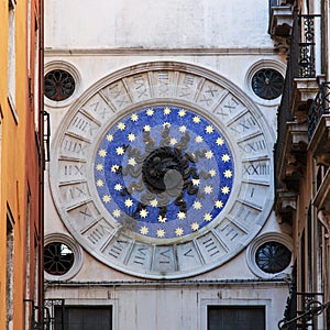 Venice tower clock near Piazza San Marco