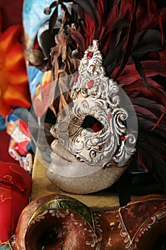 Venice: traditional carnival mask with feathers