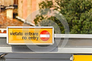 Venice warning sign on vaporetto station