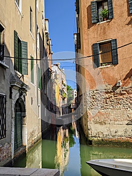 Venice water channels and buildings view