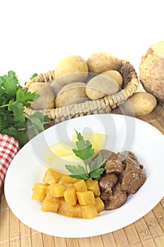 Venison goulash with rutabaga and potatoes