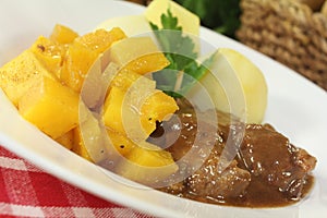 Venison goulash with turnips