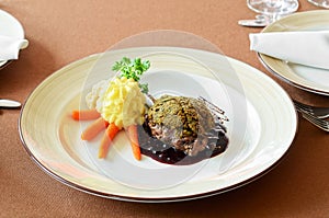Venison with whortleberry sause photo