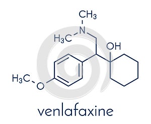 Venlafaxine antidepressant drug SNRI class molecule. Skeletal formula.