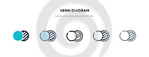 Venn diagram icon in different style vector illustration. two colored and black venn diagram vector icons designed in filled,