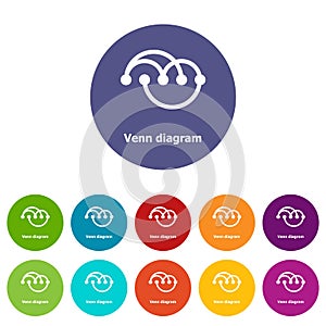 Venn diagramm icons set vector color